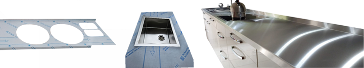 Edelstahl Arbeitsplatte Einschweißbecken Herdausschnit Beckenausschnitt